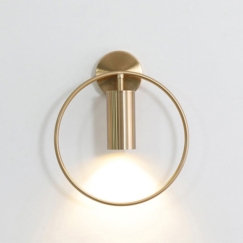 11"/15" H Metal Gold Wall Mount Lighting Round 1 Bulb Vintage Flush Wall Sconce in Warm/White/Natural Light Clearhalo 'Wall Lamps & Sconces' 'Wall Lights' Lighting' 511349