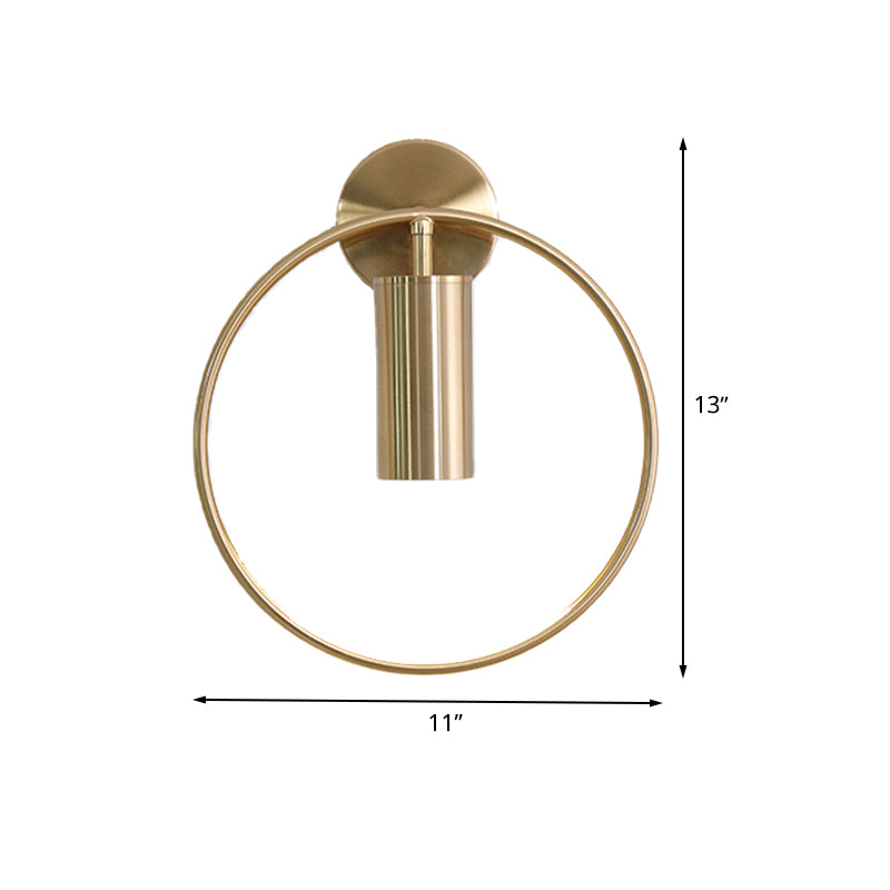 11"/15" H Metal Gold Wall Mount Lighting Round 1 Bulb Vintage Flush Wall Sconce in Warm/White/Natural Light Clearhalo 'Wall Lamps & Sconces' 'Wall Lights' Lighting' 511350