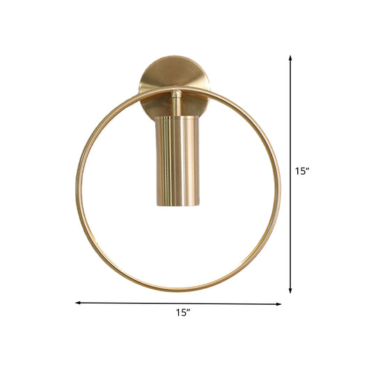 11"/15" H Metal Gold Wall Mount Lighting Round 1 Bulb Vintage Flush Wall Sconce in Warm/White/Natural Light Clearhalo 'Wall Lamps & Sconces' 'Wall Lights' Lighting' 511351