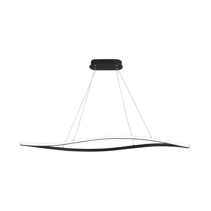 Modernist Led Chandelier Lamp with Acrylic Shade White/Black Waved Linear Hanging Light Kit in White/Warm/Natural Light, 31.5"/39"/47" Wide Clearhalo 'Ceiling Lights' 'Chandeliers' 'Modern Chandeliers' 'Modern' Lighting' 511971