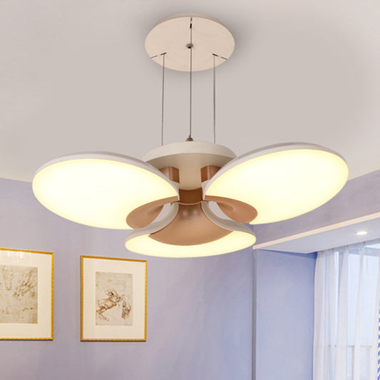 3 Lights Living Room Chandelier with Flower-Shaped Acrylic Shade Modern White Ceiling Pendant Light in Third Gear White Clearhalo 'Ceiling Lights' 'Chandeliers' 'Modern Chandeliers' 'Modern' Lighting' 511986