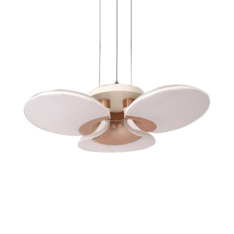 3 Lights Living Room Chandelier with Flower-Shaped Acrylic Shade Modern White Ceiling Pendant Light in Third Gear Clearhalo 'Ceiling Lights' 'Chandeliers' 'Modern Chandeliers' 'Modern' Lighting' 511988