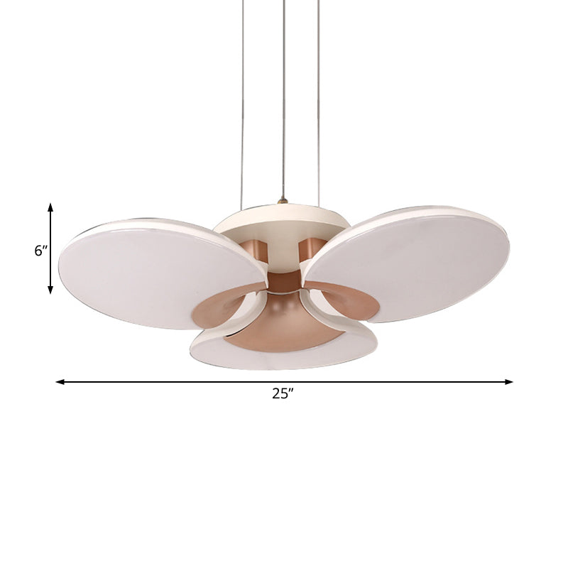 3 Lights Living Room Chandelier with Flower-Shaped Acrylic Shade Modern White Ceiling Pendant Light in Third Gear Clearhalo 'Ceiling Lights' 'Chandeliers' 'Modern Chandeliers' 'Modern' Lighting' 511989