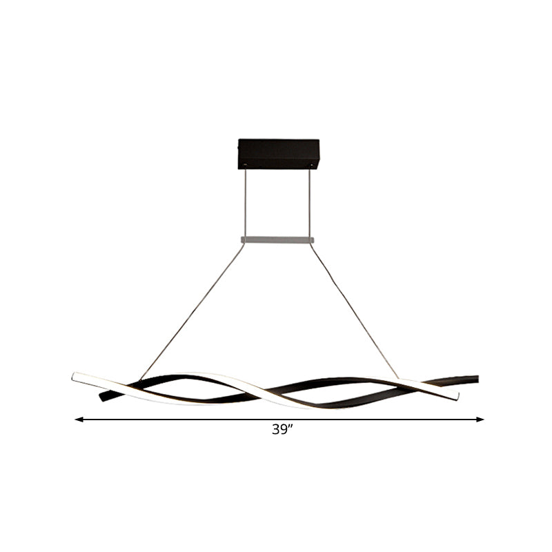 Acrylic Wave Chandelier Lighting Modernist Led Black/Grey Hanging Pendant Lamp in White/Warm/Natural Light, 31.5"/39"/47" Wide Clearhalo 'Ceiling Lights' 'Chandeliers' 'Modern Chandeliers' 'Modern' Lighting' 512025