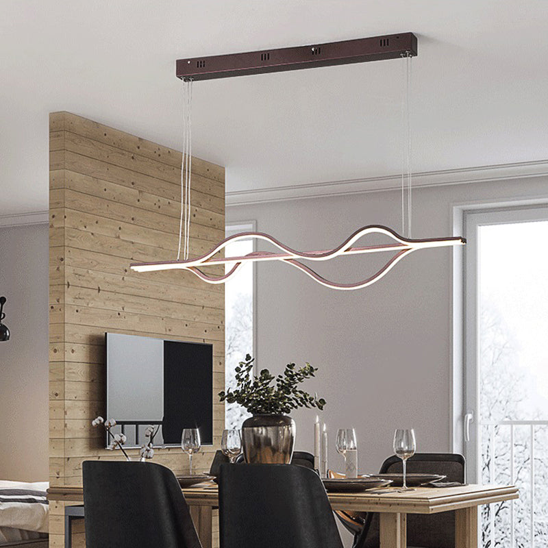 Led Dining Room Chandelier Lighting with Twisting Acrylic Shade Modern Black Ceiling Pendant Light in White/Warm/Natural Light Black Clearhalo 'Ceiling Lights' 'Chandeliers' 'Modern Chandeliers' 'Modern' Lighting' 512032