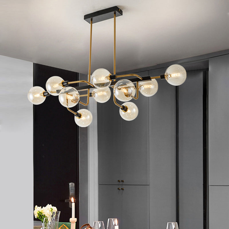 Starburst Chandelier Light Contemporary 10 Lights Amber/Smoke Gray/Cream Glass Hanging Lamp Amber Clearhalo 'Ceiling Lights' 'Chandeliers' 'Glass shade' 'Glass' 'Modern Chandeliers' 'Modern' Lighting' 512042