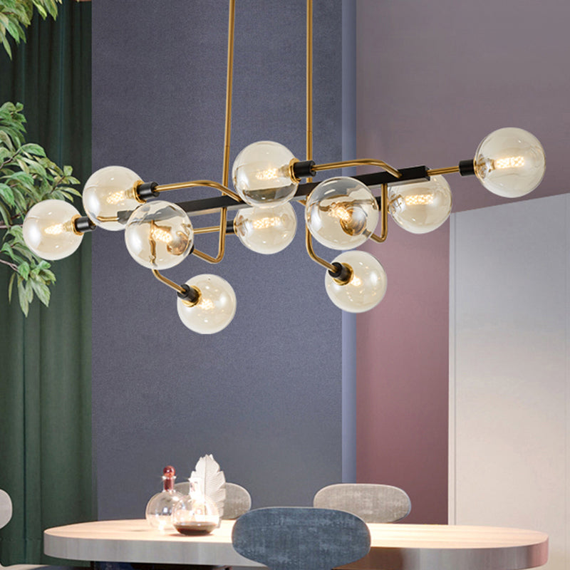 Starburst Chandelier Light Contemporary 10 Lights Amber/Smoke Gray/Cream Glass Hanging Lamp Clearhalo 'Ceiling Lights' 'Chandeliers' 'Glass shade' 'Glass' 'Modern Chandeliers' 'Modern' Lighting' 512043