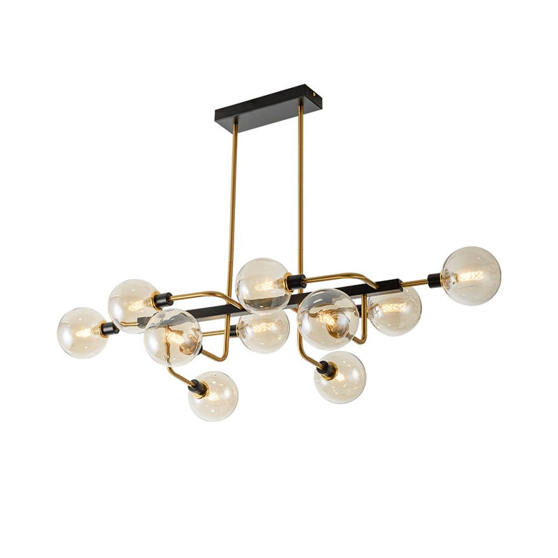 Starburst Chandelier Light Contemporary 10 Lights Amber/Smoke Gray/Cream Glass Hanging Lamp Clearhalo 'Ceiling Lights' 'Chandeliers' 'Glass shade' 'Glass' 'Modern Chandeliers' 'Modern' Lighting' 512044