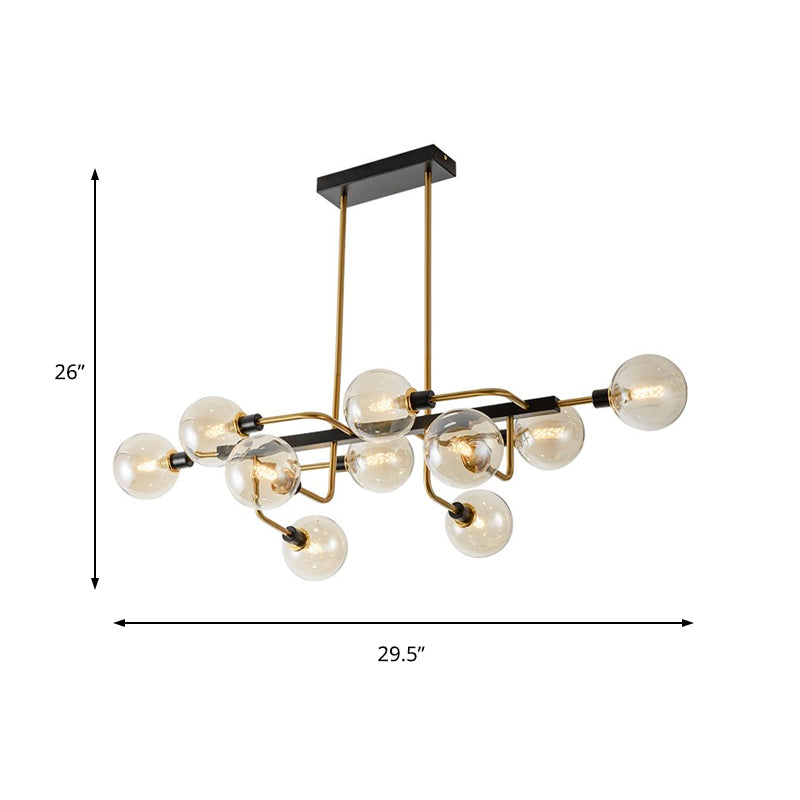 Starburst Chandelier Light Contemporary 10 Lights Amber/Smoke Gray/Cream Glass Hanging Lamp Clearhalo 'Ceiling Lights' 'Chandeliers' 'Glass shade' 'Glass' 'Modern Chandeliers' 'Modern' Lighting' 512045