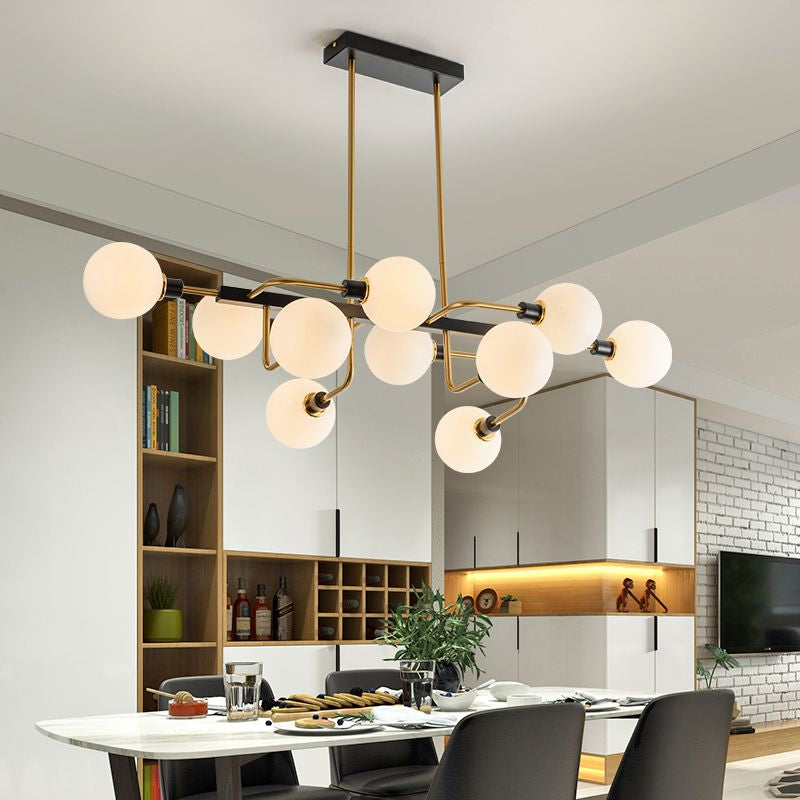 Starburst Chandelier Light Contemporary 10 Lights Amber/Smoke Gray/Cream Glass Hanging Lamp Cream Clearhalo 'Ceiling Lights' 'Chandeliers' 'Glass shade' 'Glass' 'Modern Chandeliers' 'Modern' Lighting' 512047