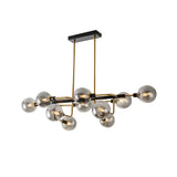 Starburst Chandelier Light Contemporary 10 Lights Amber/Smoke Gray/Cream Glass Hanging Lamp Clearhalo 'Ceiling Lights' 'Chandeliers' 'Glass shade' 'Glass' 'Modern Chandeliers' 'Modern' Lighting' 512050