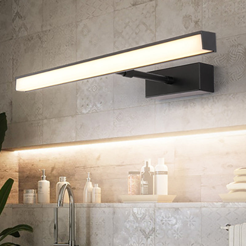 Metal Linear Vanity Sconce Modernist 16"/19.5"/23.5" Wide Led Black/Silver Vanity Wall Light Fixture in Natural Light Clearhalo 'Cast Iron' 'Glass' 'Industrial' 'Modern wall lights' 'Modern' 'Tiffany' 'Traditional wall lights' 'Vanity Lights' 'Wall Lights' Lighting' 512054