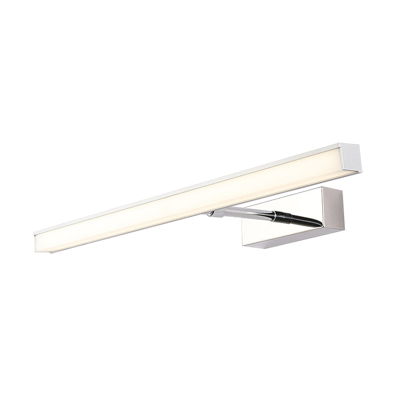 Metal Linear Vanity Sconce Modernist 16"/19.5"/23.5" Wide Led Black/Silver Vanity Wall Light Fixture in Natural Light Clearhalo 'Cast Iron' 'Glass' 'Industrial' 'Modern wall lights' 'Modern' 'Tiffany' 'Traditional wall lights' 'Vanity Lights' 'Wall Lights' Lighting' 512060