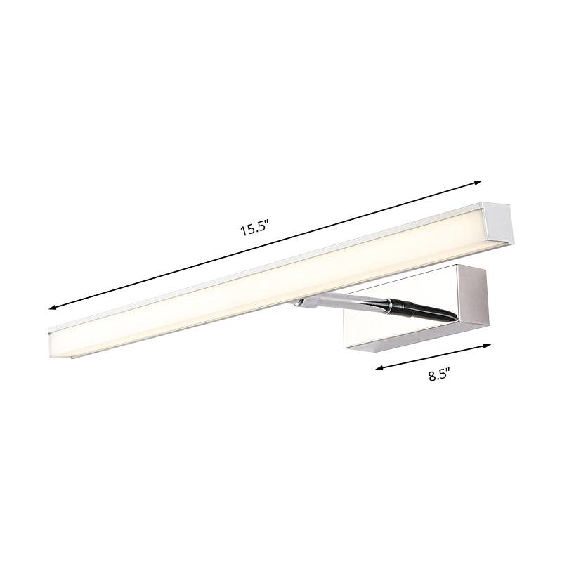 Metal Linear Vanity Sconce Modernist 16"/19.5"/23.5" Wide Led Black/Silver Vanity Wall Light Fixture in Natural Light Clearhalo 'Cast Iron' 'Glass' 'Industrial' 'Modern wall lights' 'Modern' 'Tiffany' 'Traditional wall lights' 'Vanity Lights' 'Wall Lights' Lighting' 512061