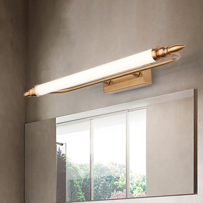 Tube Metal Vanity Wall Lamp Modernist Led Gold Wall Mounted Vanity Light in Natural Light, 21.5"/25.5"/29.5" Wide Clearhalo 'Cast Iron' 'Glass' 'Industrial' 'Modern wall lights' 'Modern' 'Tiffany' 'Traditional wall lights' 'Vanity Lights' 'Wall Lights' Lighting' 512066