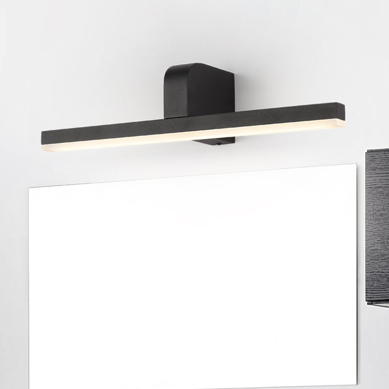 Linear Vanity Lamp Modern Metal Led White/Black Wall Mount Vanity Light in Natural Light, 16"/19.5"/23.5" Wide Black Clearhalo 'Cast Iron' 'Glass' 'Industrial' 'Modern wall lights' 'Modern' 'Tiffany' 'Traditional wall lights' 'Vanity Lights' 'Wall Lights' Lighting' 512081
