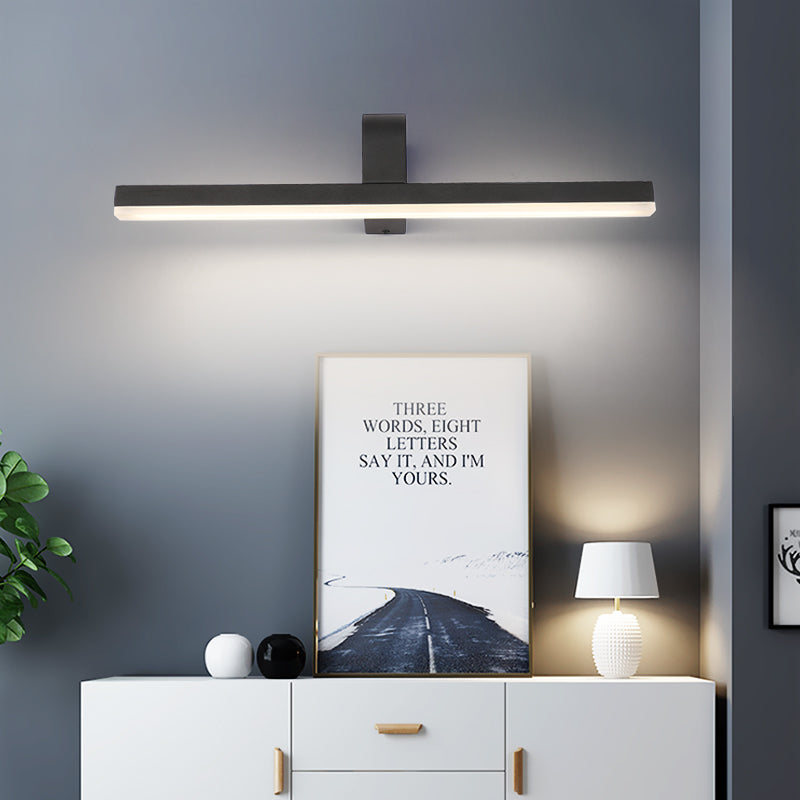 Linear Vanity Lamp Modern Metal Led White/Black Wall Mount Vanity Light in Natural Light, 16"/19.5"/23.5" Wide Clearhalo 'Cast Iron' 'Glass' 'Industrial' 'Modern wall lights' 'Modern' 'Tiffany' 'Traditional wall lights' 'Vanity Lights' 'Wall Lights' Lighting' 512083