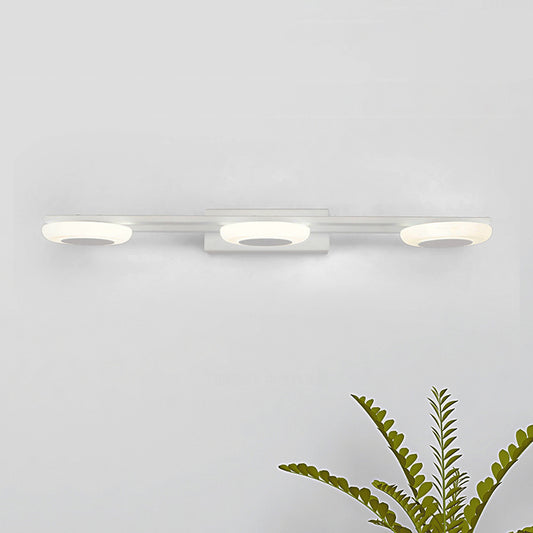 White Round Vanity Sconce Contemporary 3 Lights Acrylic Led Wall Mounted Light Fixture White Clearhalo 'Modern wall lights' 'Modern' 'Vanity Lights' 'Wall Lights' Lighting' 512092