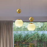 Cream Glass Sphere Pendant Lighting Modern 1 Head Gold Finish Hanging Ceiling Lamp for Restaurant Gold Clearhalo 'Ceiling Lights' 'Glass shade' 'Glass' 'Modern Pendants' 'Modern' 'Pendant Lights' 'Pendants' Lighting' 512240