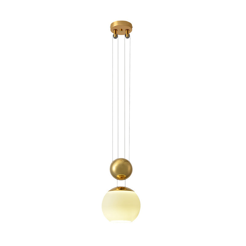 Cream Glass Sphere Pendant Lighting Modern 1 Head Gold Finish Hanging Ceiling Lamp for Restaurant Clearhalo 'Ceiling Lights' 'Glass shade' 'Glass' 'Modern Pendants' 'Modern' 'Pendant Lights' 'Pendants' Lighting' 512242