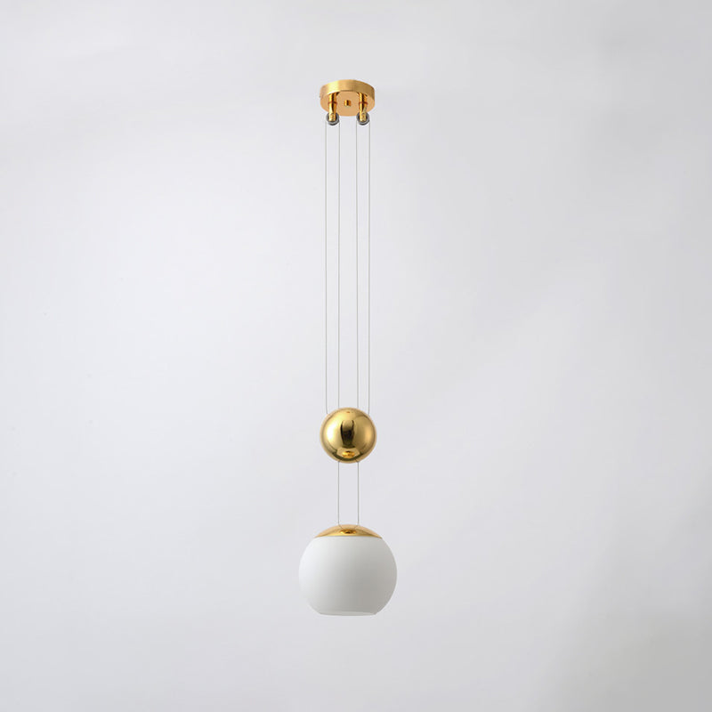 Cream Glass Sphere Pendant Lighting Modern 1 Head Gold Finish Hanging Ceiling Lamp for Restaurant Clearhalo 'Ceiling Lights' 'Glass shade' 'Glass' 'Modern Pendants' 'Modern' 'Pendant Lights' 'Pendants' Lighting' 512243