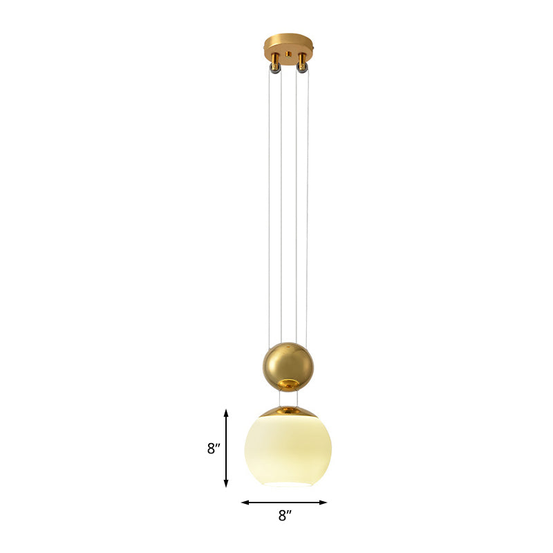 Cream Glass Sphere Pendant Lighting Modern 1 Head Gold Finish Hanging Ceiling Lamp for Restaurant Clearhalo 'Ceiling Lights' 'Glass shade' 'Glass' 'Modern Pendants' 'Modern' 'Pendant Lights' 'Pendants' Lighting' 512244