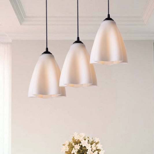 Beige Glass Flower Hanging Light Kit Modernism 1 Bulb Ceiling Lamp Fixture in Black for Dining Room Beige Clearhalo 'Ceiling Lights' 'Glass shade' 'Glass' 'Modern Pendants' 'Modern' 'Pendant Lights' 'Pendants' Lighting' 512245