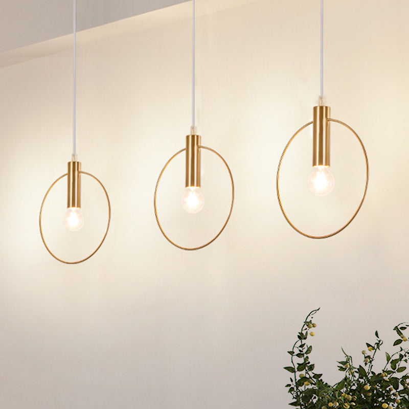 Simple Tube Down Lighting Metallic 1 Light Bedroom Suspension Lamp in Gold with Ring Gold Clearhalo 'Ceiling Lights' 'Modern Pendants' 'Modern' 'Pendant Lights' 'Pendants' Lighting' 512250