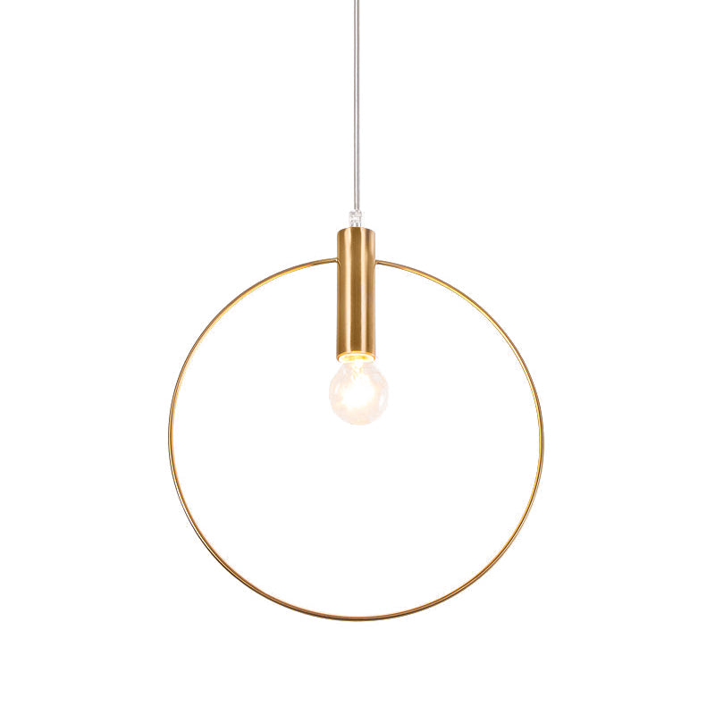 Simple Tube Down Lighting Metallic 1 Light Bedroom Suspension Lamp in Gold with Ring Clearhalo 'Ceiling Lights' 'Modern Pendants' 'Modern' 'Pendant Lights' 'Pendants' Lighting' 512252