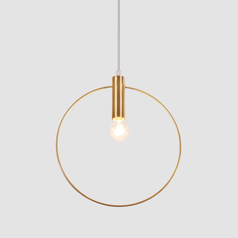 Simple Tube Down Lighting Metallic 1 Light Bedroom Suspension Lamp in Gold with Ring Clearhalo 'Ceiling Lights' 'Modern Pendants' 'Modern' 'Pendant Lights' 'Pendants' Lighting' 512253