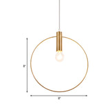 Simple Tube Down Lighting Metallic 1 Light Bedroom Suspension Lamp in Gold with Ring Clearhalo 'Ceiling Lights' 'Modern Pendants' 'Modern' 'Pendant Lights' 'Pendants' Lighting' 512254