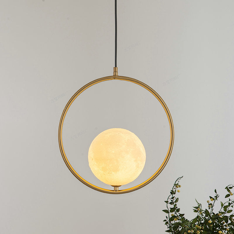 Globe Pendant Lighting Contemporary Frosted White Glass 1 Head Gold Ceiling Lamp with Metal Ring Clearhalo 'Ceiling Lights' 'Glass shade' 'Glass' 'Modern Pendants' 'Modern' 'Pendant Lights' 'Pendants' Lighting' 512256