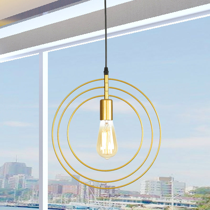 3-Ring Restaurant Hanging Lighting Metallic 1 Bulb Minimalist Suspension Lamp in Gold Clearhalo 'Ceiling Lights' 'Modern Pendants' 'Modern' 'Pendant Lights' 'Pendants' Lighting' 512261