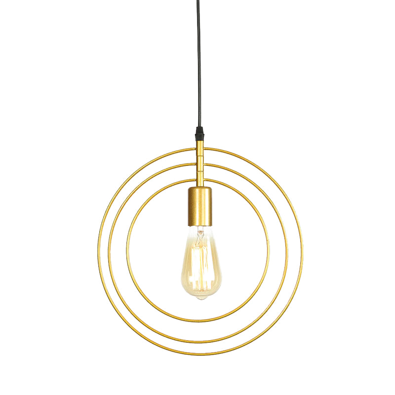 3-Ring Restaurant Hanging Lighting Metallic 1 Bulb Minimalist Suspension Lamp in Gold Clearhalo 'Ceiling Lights' 'Modern Pendants' 'Modern' 'Pendant Lights' 'Pendants' Lighting' 512262