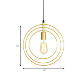 3-Ring Restaurant Hanging Lighting Metallic 1 Bulb Minimalist Suspension Lamp in Gold Clearhalo 'Ceiling Lights' 'Modern Pendants' 'Modern' 'Pendant Lights' 'Pendants' Lighting' 512264