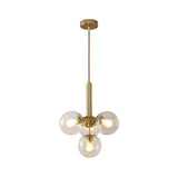 Globe Ceiling Chandelier Modernist Clear Water Glass 4 Heads Gold Pendant Light Fixture Clearhalo 'Ceiling Lights' 'Chandeliers' 'Glass shade' 'Glass' 'Modern Chandeliers' 'Modern' Lighting' 512299