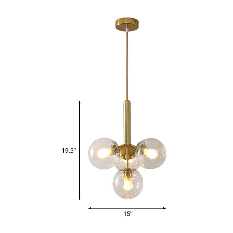 Globe Ceiling Chandelier Modernist Clear Water Glass 4 Heads Gold Pendant Light Fixture Clearhalo 'Ceiling Lights' 'Chandeliers' 'Glass shade' 'Glass' 'Modern Chandeliers' 'Modern' Lighting' 512301