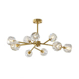 Crystal Global Hanging Chandelier Modernism 9-Light Brass Branch Ceiling Pendant Lamp Clearhalo 'Ceiling Lights' 'Chandeliers' 'Glass shade' 'Glass' 'Modern Chandeliers' 'Modern' Lighting' 512314