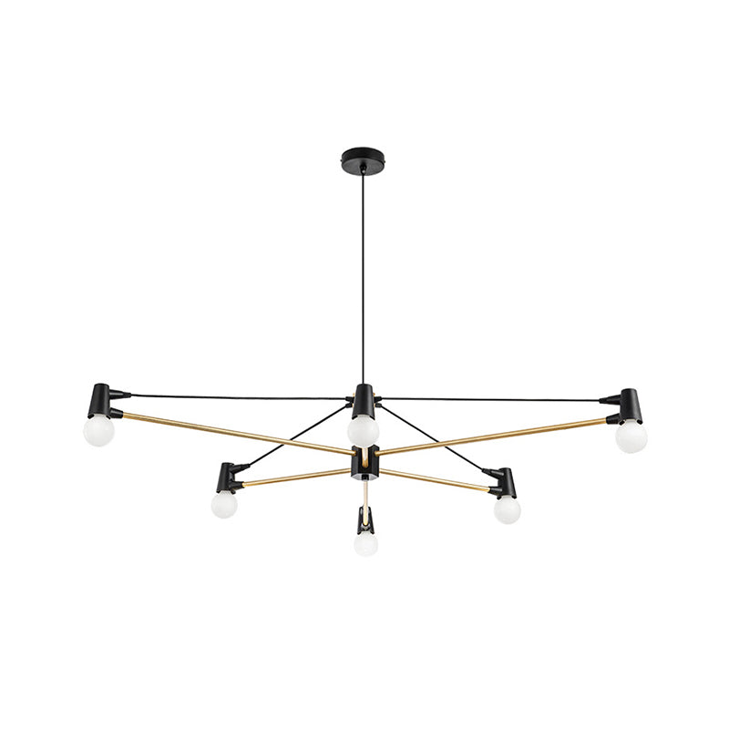 Minimalist Crossing Line Hanging Lighting Metallic 6-Bulb Living Room Chandelier Lamp Fixture in Black Clearhalo 'Ceiling Lights' 'Chandeliers' 'Glass shade' 'Glass' 'Modern Chandeliers' 'Modern' Lighting' 512354