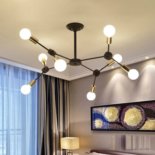 Metal Branch Chandelier Pendant Light Contemporary 8 Lights Ceiling Light in Black for Bedroom Black Clearhalo 'Ceiling Lights' 'Chandeliers' 'Glass shade' 'Glass' 'Modern Chandeliers' 'Modern' 'Pendant Lights' Lighting' 512412