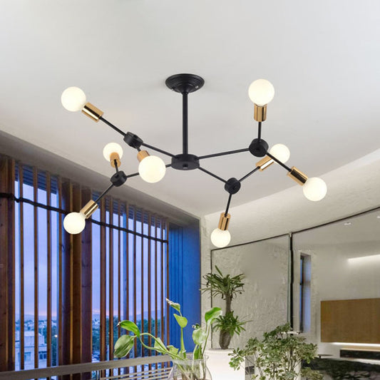 Metal Branch Chandelier Pendant Light Contemporary 8 Lights Ceiling Light in Black for Bedroom Clearhalo 'Ceiling Lights' 'Chandeliers' 'Glass shade' 'Glass' 'Modern Chandeliers' 'Modern' 'Pendant Lights' Lighting' 512413