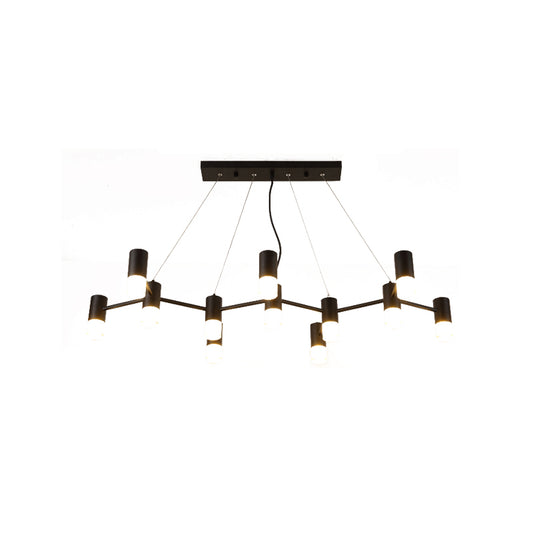 Black Finish Branch Suspension Light Contemporary 12-Head Metal Hanging Chandelier with Linear Design Clearhalo 'Ceiling Lights' 'Chandeliers' 'Glass shade' 'Glass' 'Modern Chandeliers' 'Modern' 'Pendant Lights' Lighting' 512423