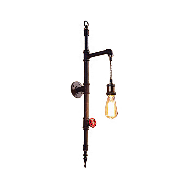 Metal Rust Sconce Light Exposed 1-Light Industrial Wall Mounted Light with Pressure Gauge Clearhalo 'Art deco wall lights' 'Cast Iron' 'Glass' 'Industrial wall lights' 'Industrial' 'Middle century wall lights' 'Modern' 'Rustic wall lights' 'Tiffany' 'Traditional wall lights' 'Wall Lamps & Sconces' 'Wall Lights' Lighting' 512428