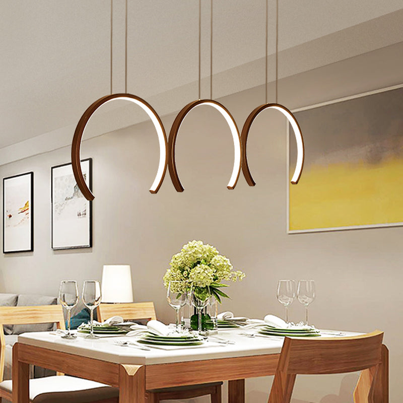 Acrylic C-Shape Pendant Lighting Simple Style White/Coffee LED Ceiling Pendant for Dining Room Coffee Clearhalo 'Ceiling Lights' 'Modern Pendants' 'Modern' 'Pendant Lights' 'Pendants' Lighting' 512472
