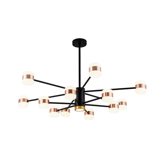 Iron 2-Layer Radial Chandelier Lighting Modern 12 Lights Black Pendant Lamp with Oval Acrylic Shade Clearhalo 'Ceiling Lights' 'Chandeliers' 'Modern Chandeliers' 'Modern' Lighting' 512503