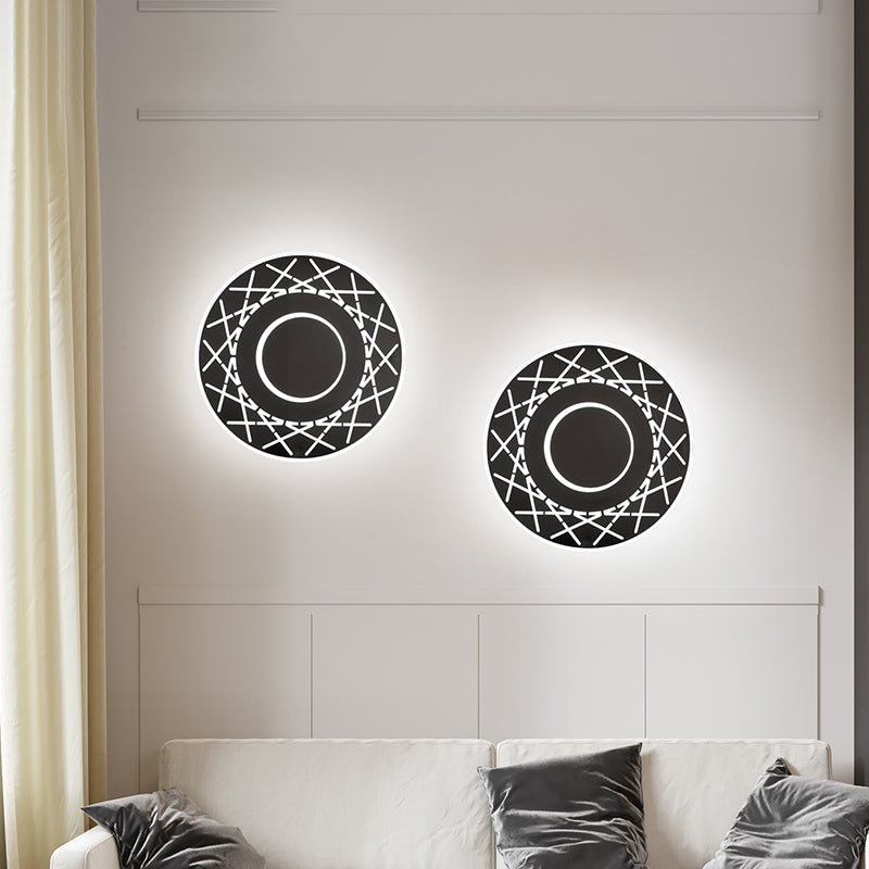 Acrylic Disk Wall Light Contemporary Black/White LED Sconce Light Fixture in Warm/White Light for Living Room Black Clearhalo 'Modern wall lights' 'Modern' 'Wall Lamps & Sconces' 'Wall Lights' Lighting' 512509