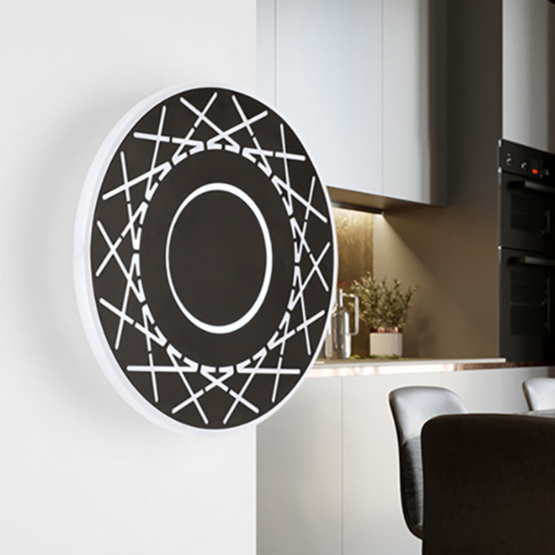 Acrylic Disk Wall Light Contemporary Black/White LED Sconce Light Fixture in Warm/White Light for Living Room Clearhalo 'Modern wall lights' 'Modern' 'Wall Lamps & Sconces' 'Wall Lights' Lighting' 512510