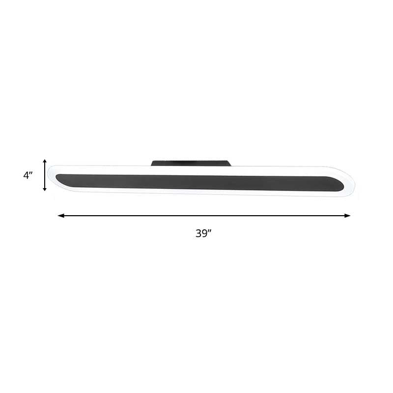 Black Oblong LED Flush Ceiling Light 16"/31.5"/39" Wide Minimal Acrylic Shaded Corridor Ceiling Mounted Lamp in White Light Clearhalo 'Ceiling Lights' 'Close To Ceiling Lights' 'Close to ceiling' 'Flush mount' Lighting' 512570