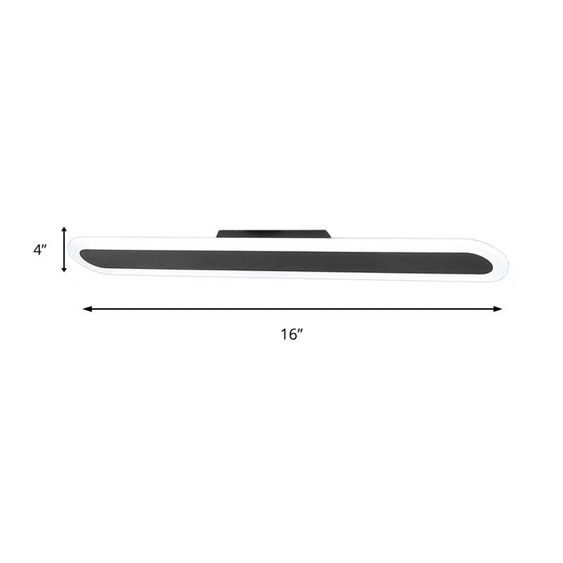 Black Oblong LED Flush Ceiling Light 16"/31.5"/39" Wide Minimal Acrylic Shaded Corridor Ceiling Mounted Lamp in White Light Clearhalo 'Ceiling Lights' 'Close To Ceiling Lights' 'Close to ceiling' 'Flush mount' Lighting' 512572