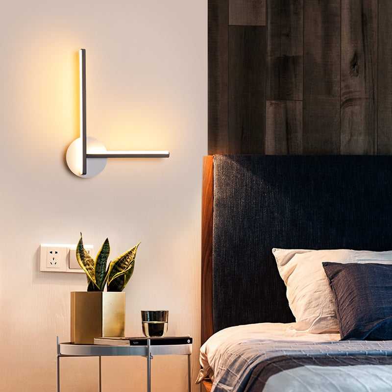 Linear Wall Light Fixture Minimalist Acrylic Black/White LED Sconce Light in Warm/White Light for Bedroom Black Clearhalo 'Modern wall lights' 'Modern' 'Wall Lamps & Sconces' 'Wall Lights' Lighting' 512573